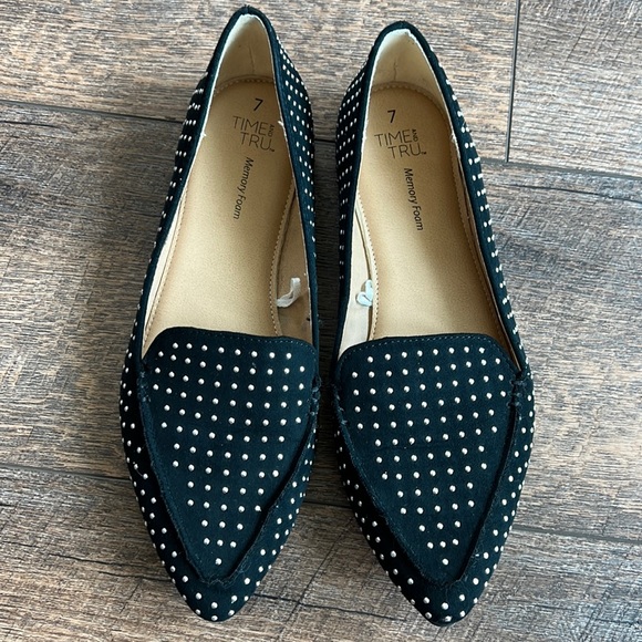 Time and Tru Shoes - Black studded loafer shoes size 7